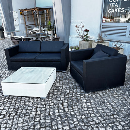Sofa with Armchair and Coffee Table