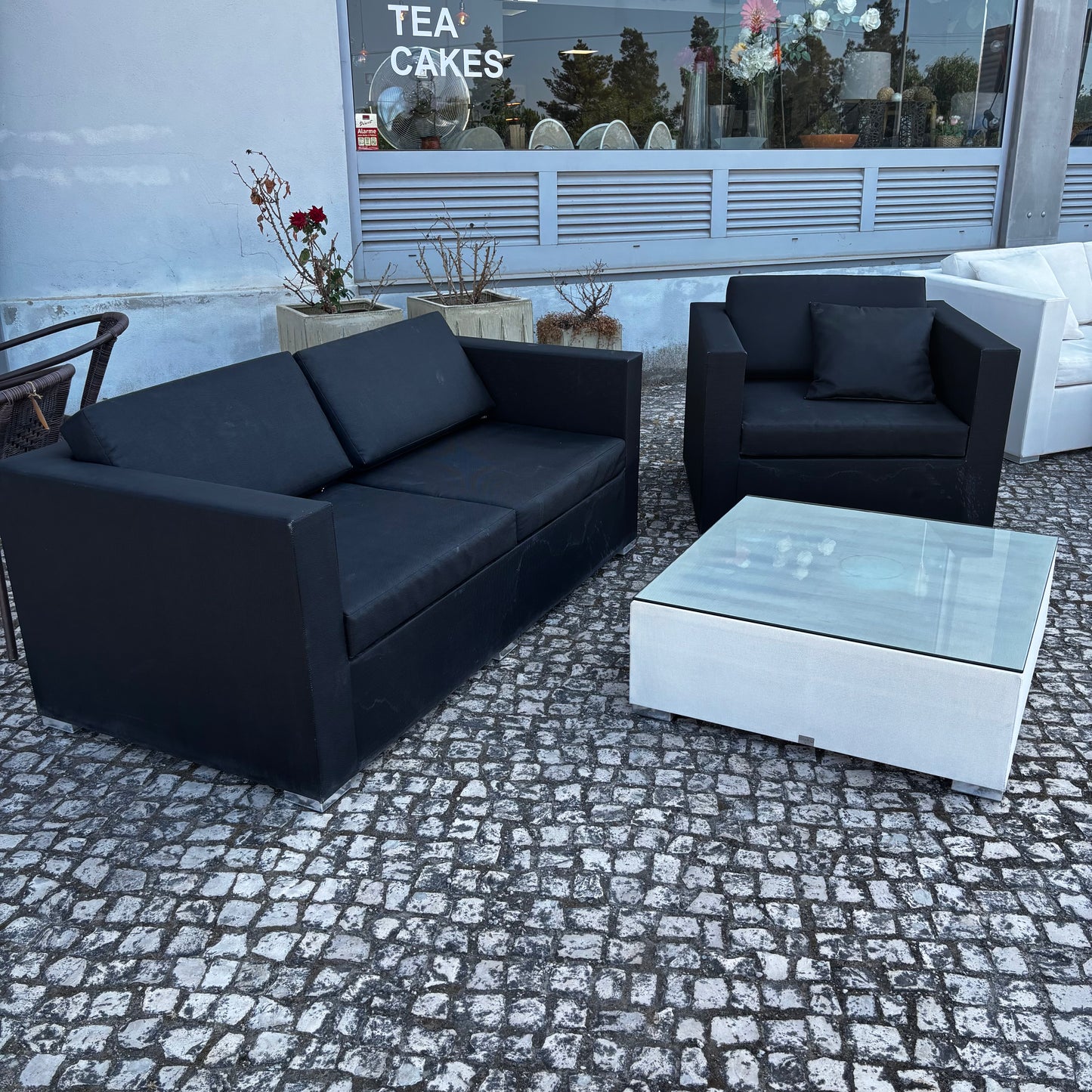 Sofa with Armchair and Coffee Table