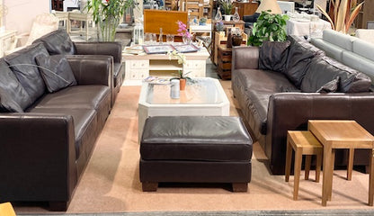 Brown Leather Sofa Set