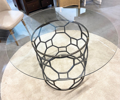 Circular glass top dining table