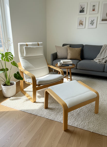 Cadeira e apoio para os pés da Ikea