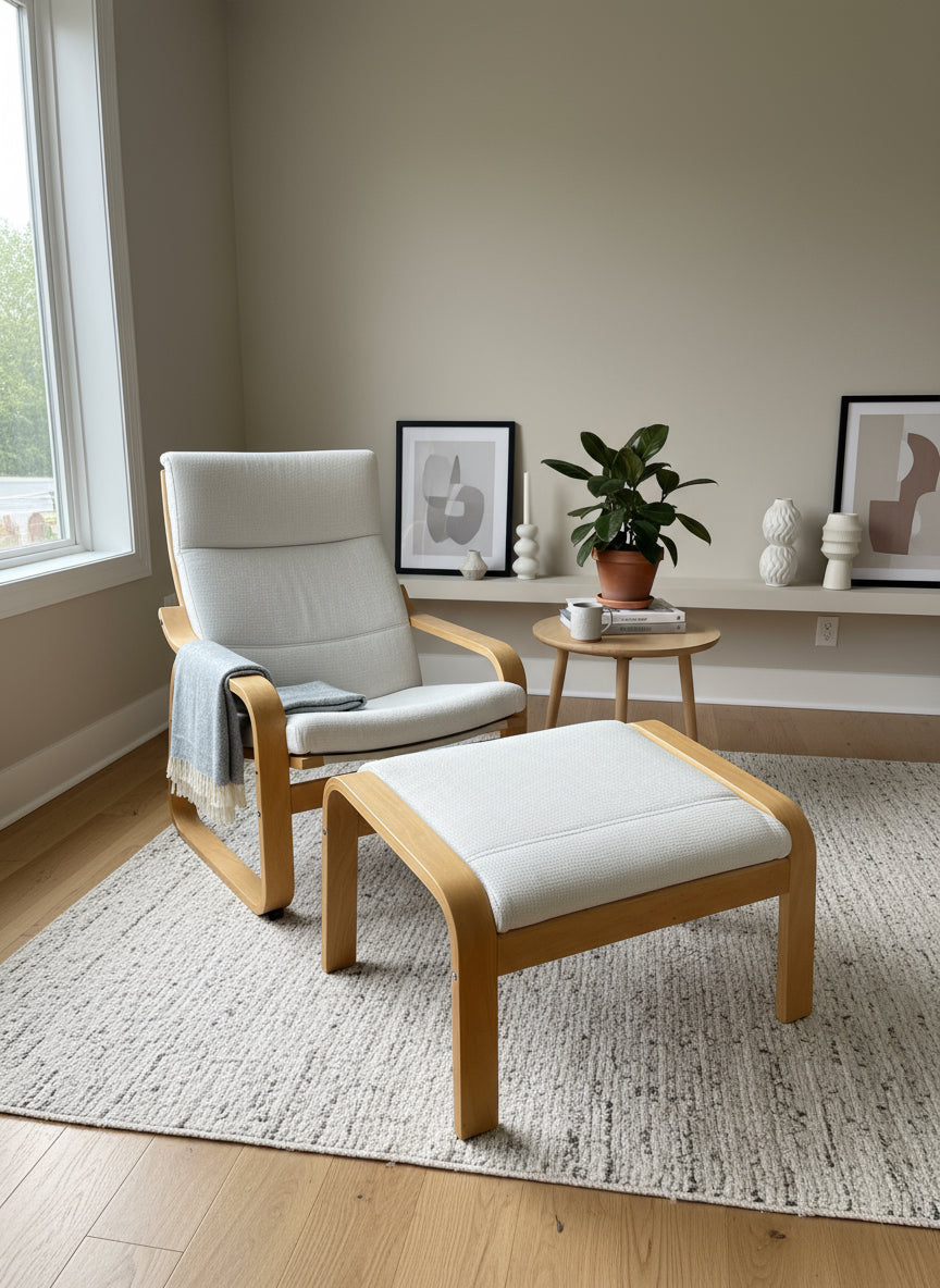 Cadeira e apoio para os pés da Ikea